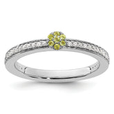 14k White Gold Stackable Expressions Peridot and Diamond Ring